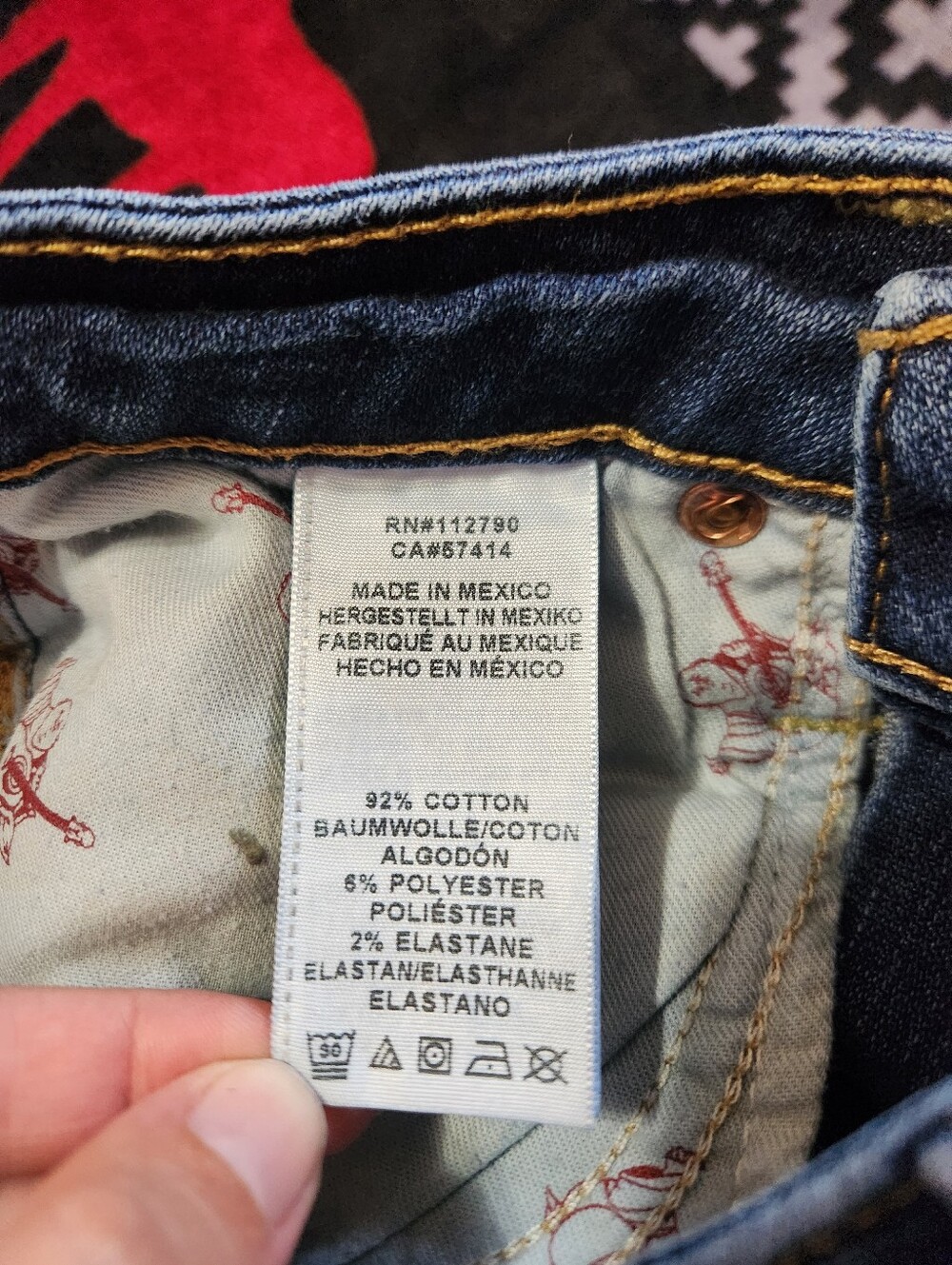 True Religion Slim Straight Flap Pocket Jeans Dark Wash Size 28 Contrast Stitch - Picture 6 of 9